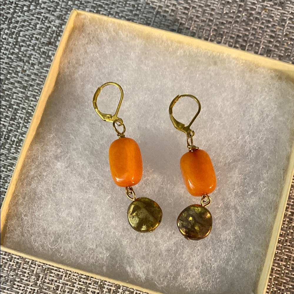New Gold dangle  Stone Earrings